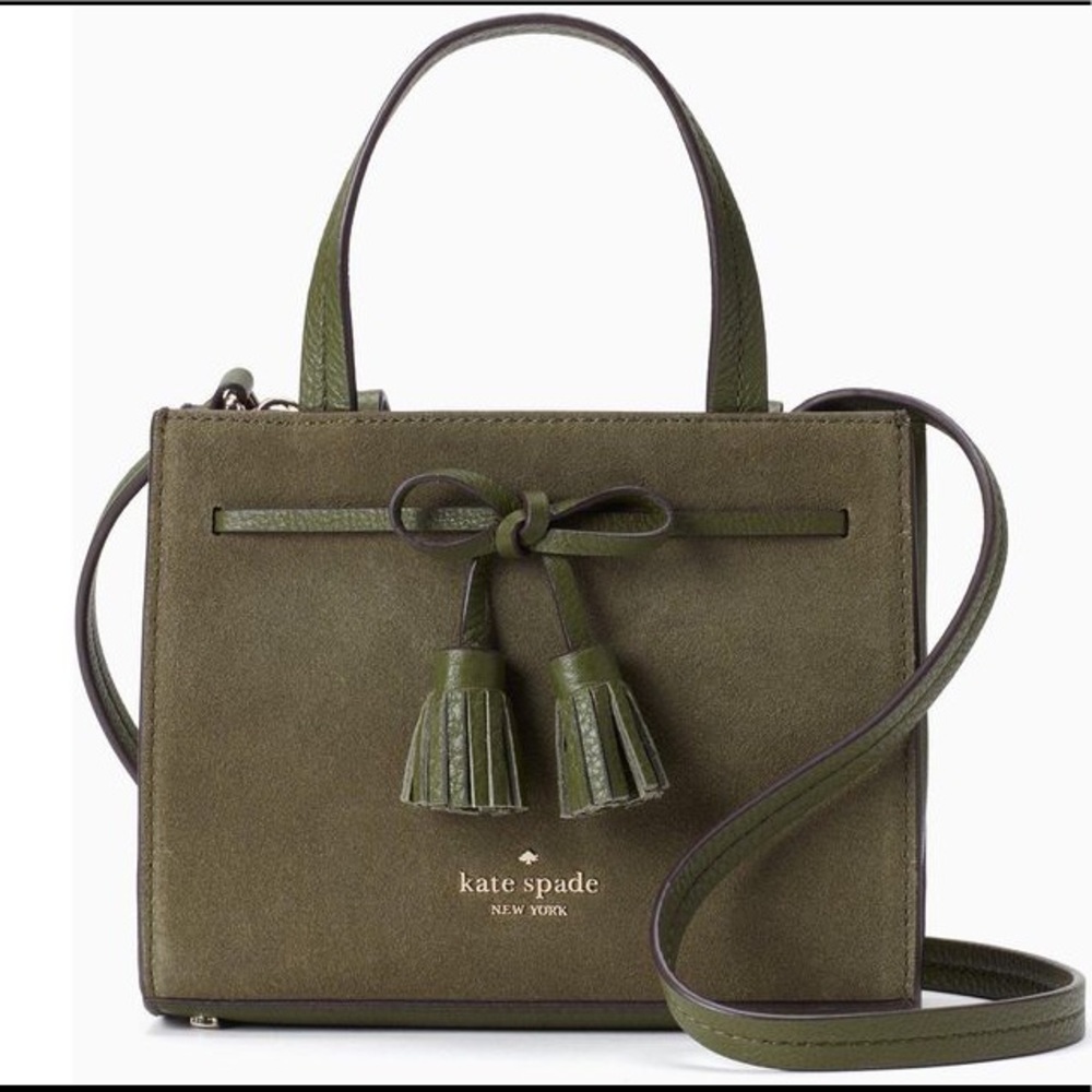 Kate Spade Hayes green suede satchel